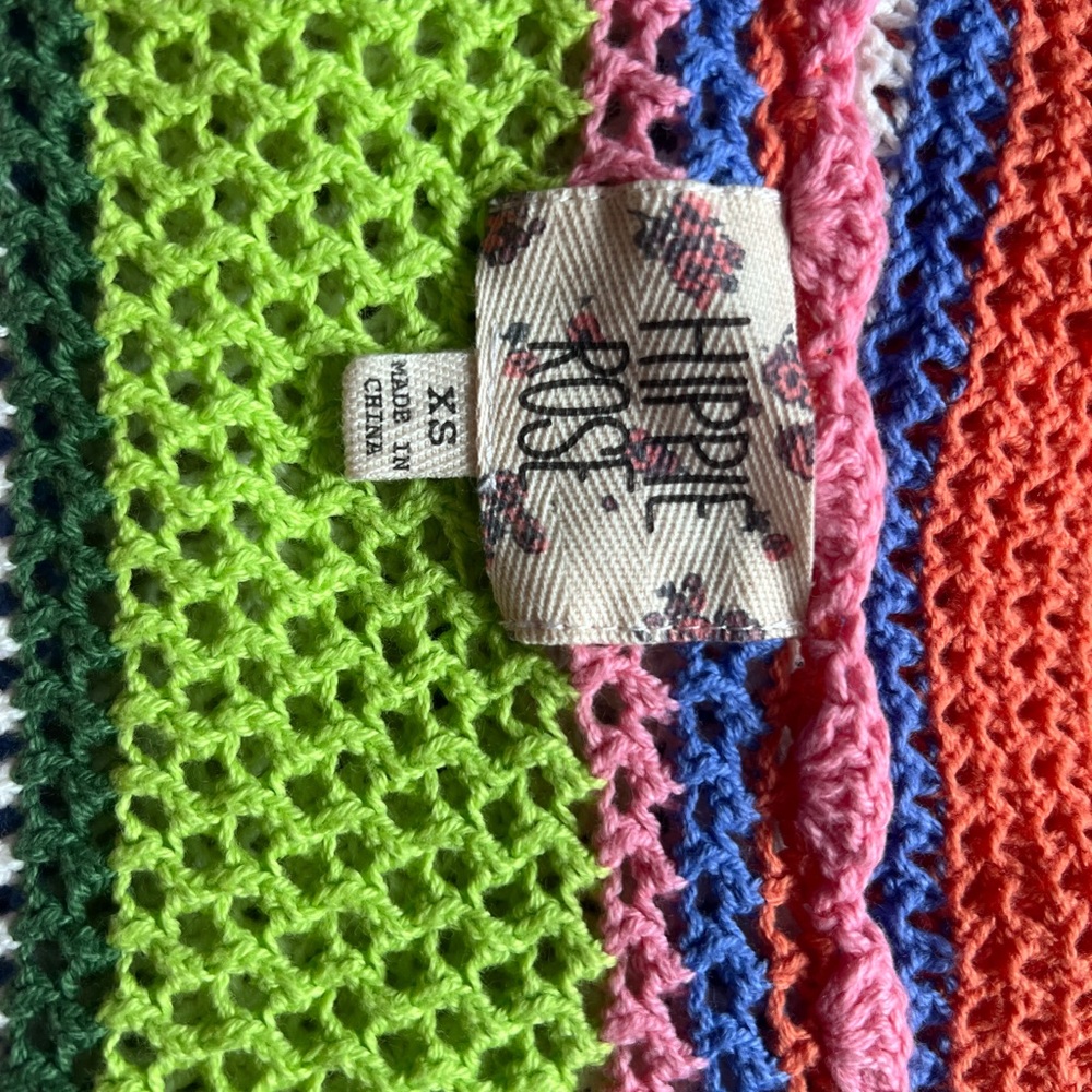 Hippie Rose Striped Knit Top in Green, Pink, Blue, and Orange